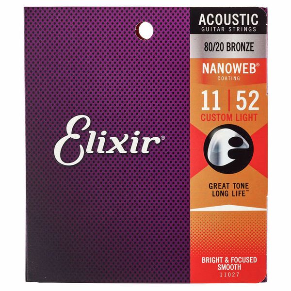Elixir Acoustic Guitar Strings Nanoweb (Custom Light)
