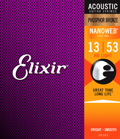 Elixir Acoustic Guitar Strings Nanoweb HD Light