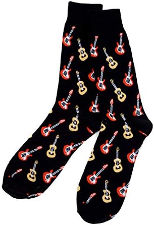 Black Socks with Yellow and Red Guitars