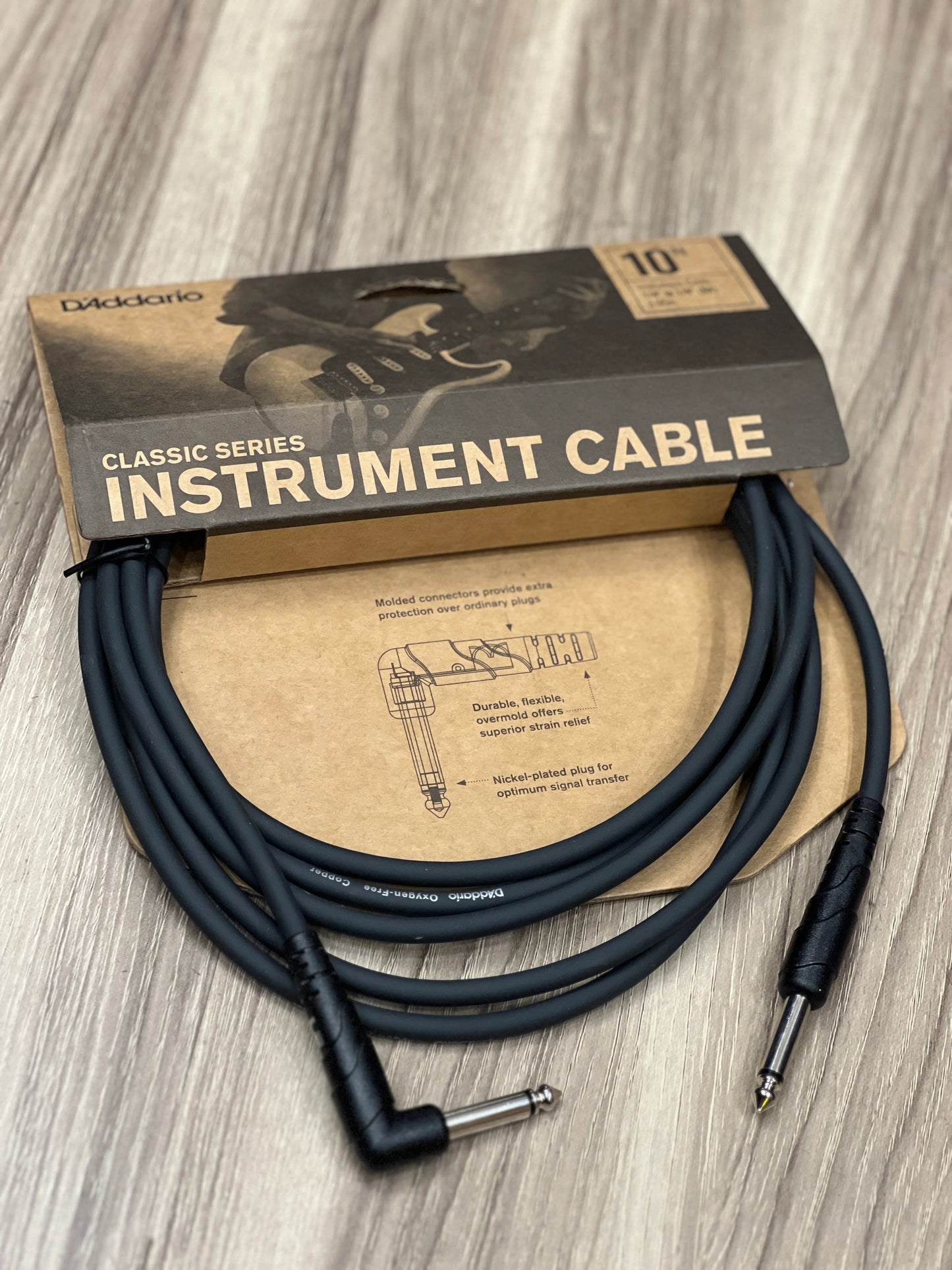 D'Addario 10' Instrument Cable Right Angle