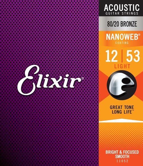 Elixir Nanoweb Light/Medium Acoustic Guitar Strings