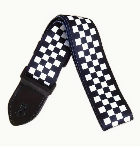 Black and White Checkered Guitar Strap