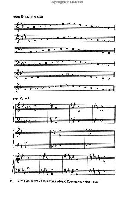 Complete Elementary Music Rudiments Awnser Book