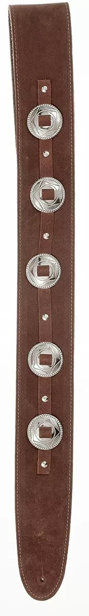 D'Addario 2.5 Leather Conchos Brown Guitar Strap