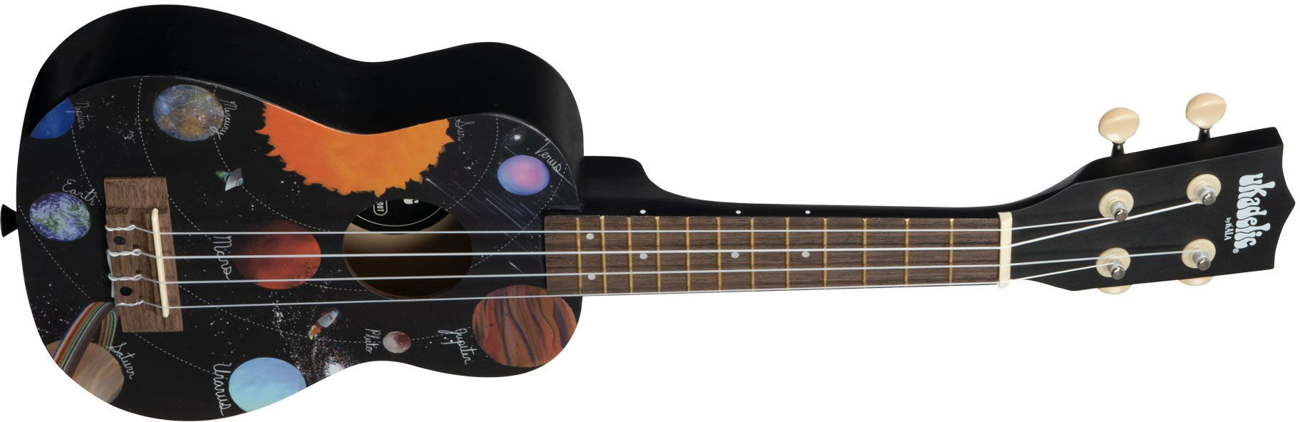 UK-SPACEDOUT Ukadelic Spaced Out Soprano Ukulele - Fun, Colorful Beginner Uke