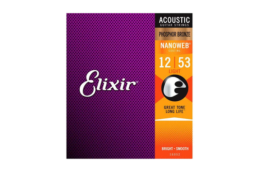 Elixir Nanoweb Acoustic Guitar Strings (Light) 12/53