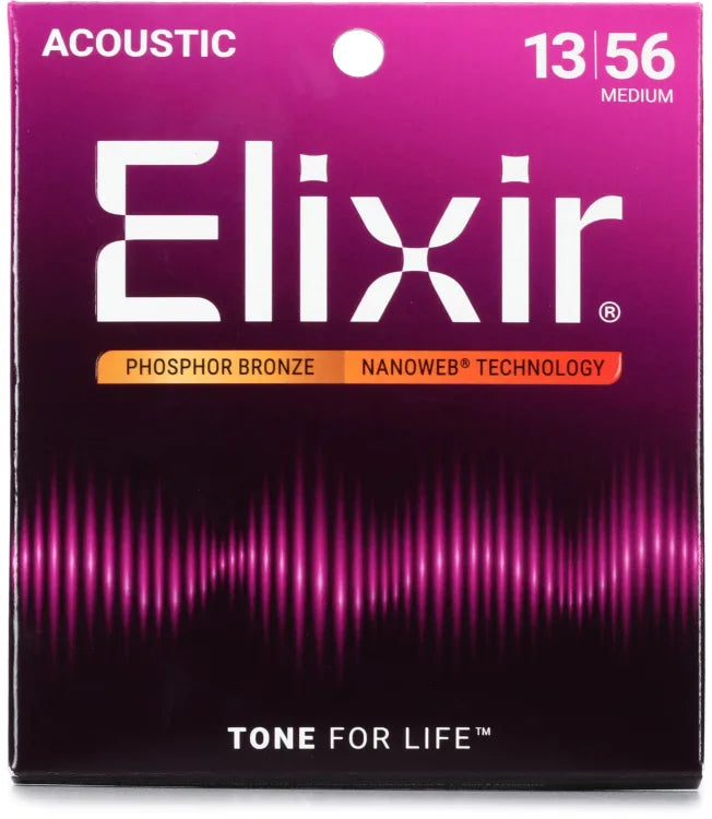 Elixir Acoustic Guitar Strings Nanoweb (Medium) 13/56