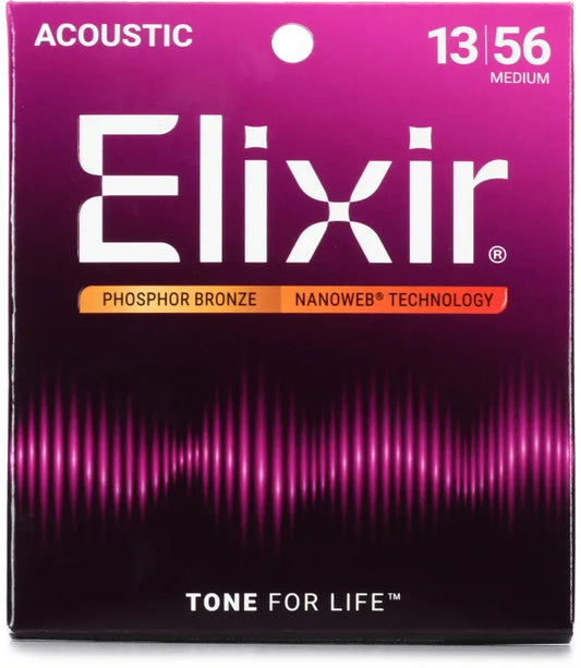 Elixir Acoustic Guitar Strings Nanoweb (Medium) 13/56