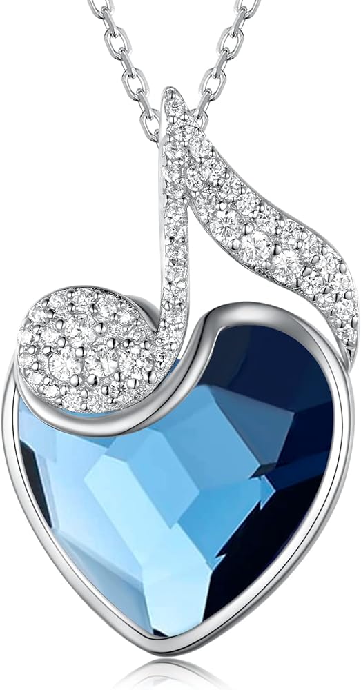 Blue Music Note Bling Necklace