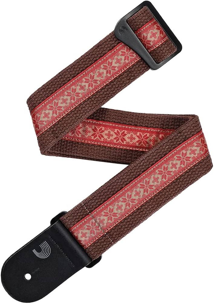 D'Addario Deluxe Cotton  Brown Guitar Strap  50CT04-DX