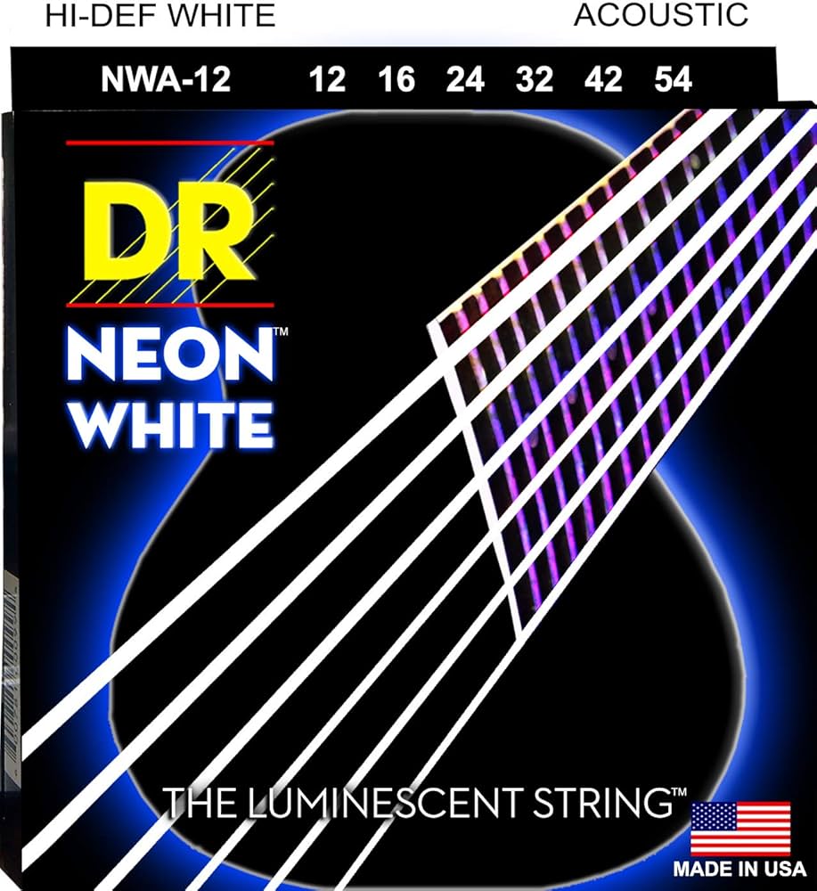 DR Neon White Acoustic Strings NWA-12