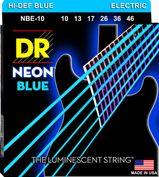 DR Neon Blue Electric Guitar Strings 10-46