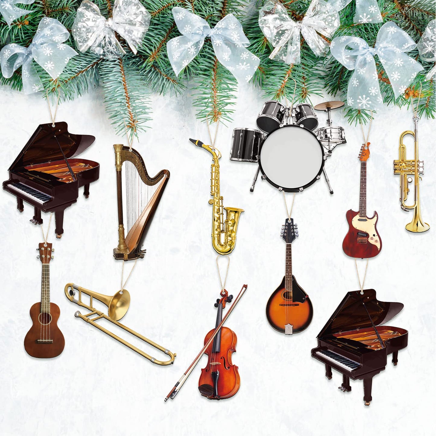 Wooden Musical Christmas Ornaments