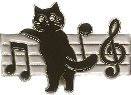 Cat and Music Book Pin