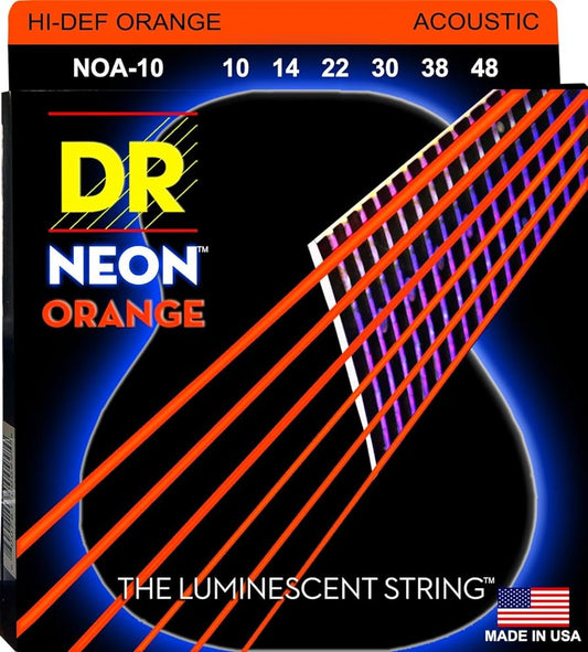 DR Neon Orange Acoustic Strings 10-48