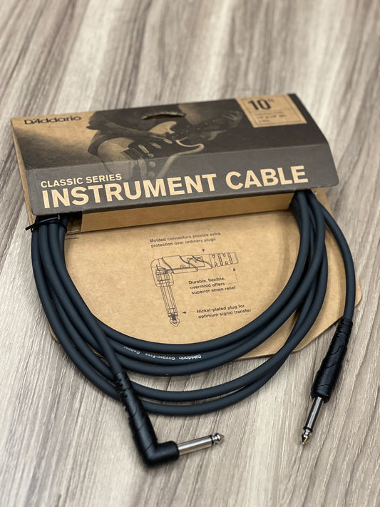 D'Addario 10' Instrument Cable Right Angle