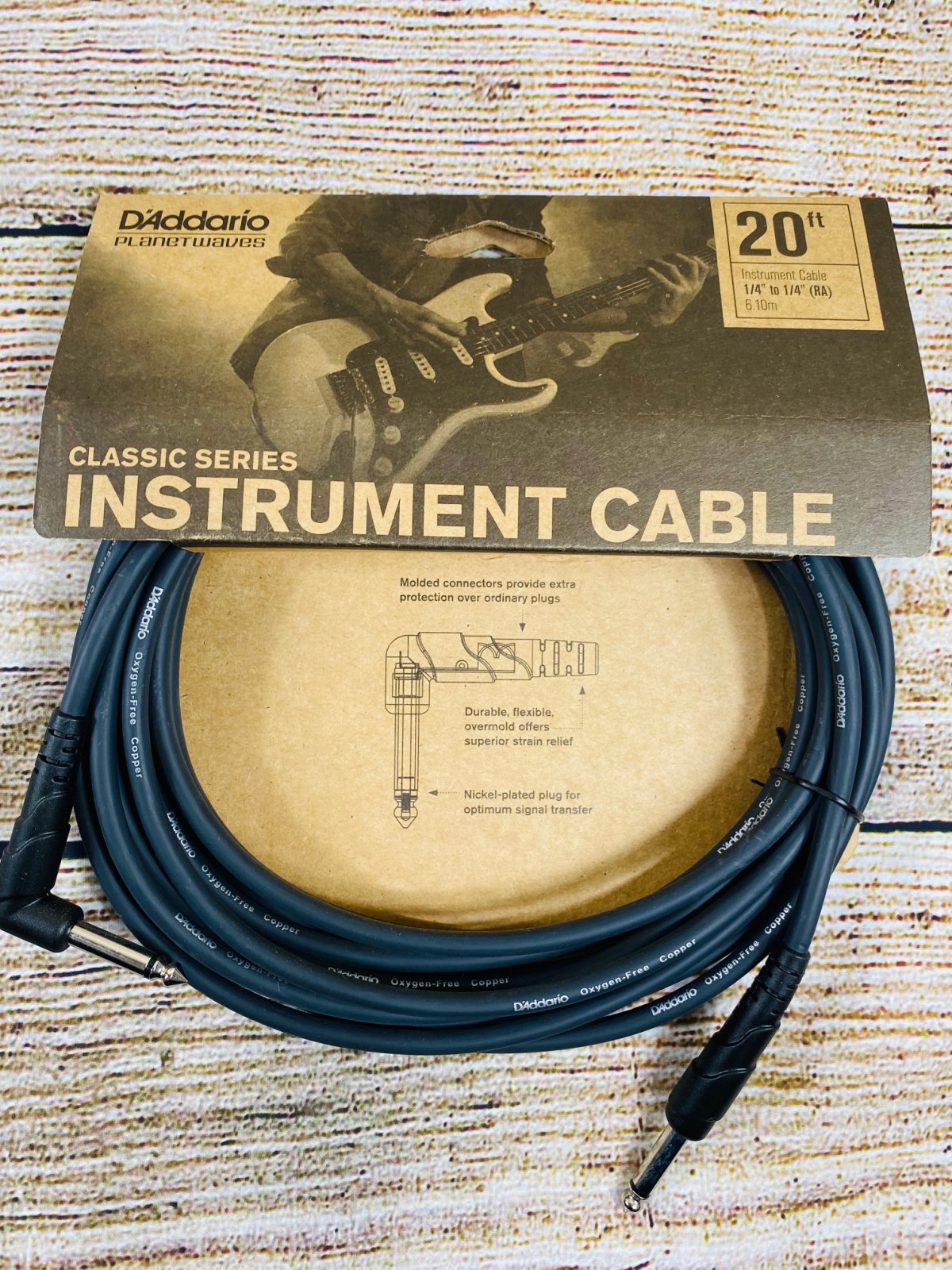D'Addario 20' Instrument Cable Right Angle