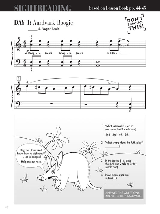 Piano Adventures Sight Reading level 2A