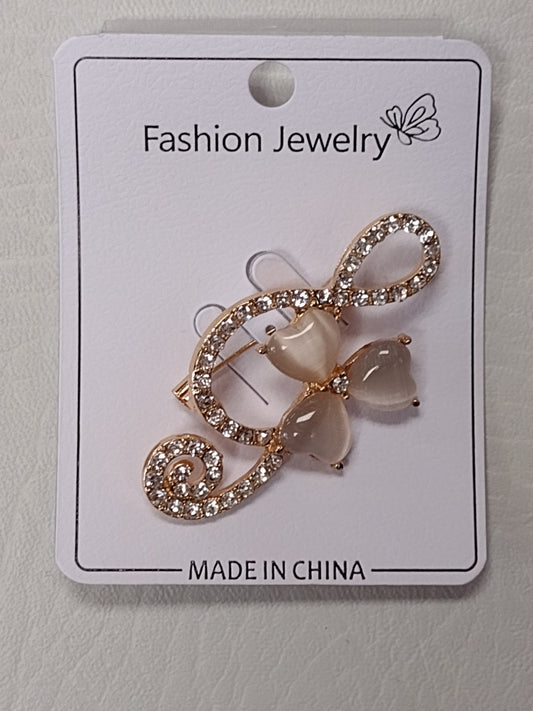 Treble Clef and Flower Pin