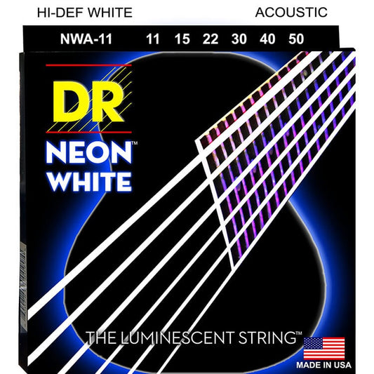 DR Neon White Acoustic Strings 11-50