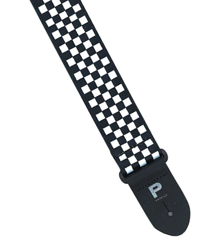 Profile Blk & Wht Checker Polyester Guitar Strap