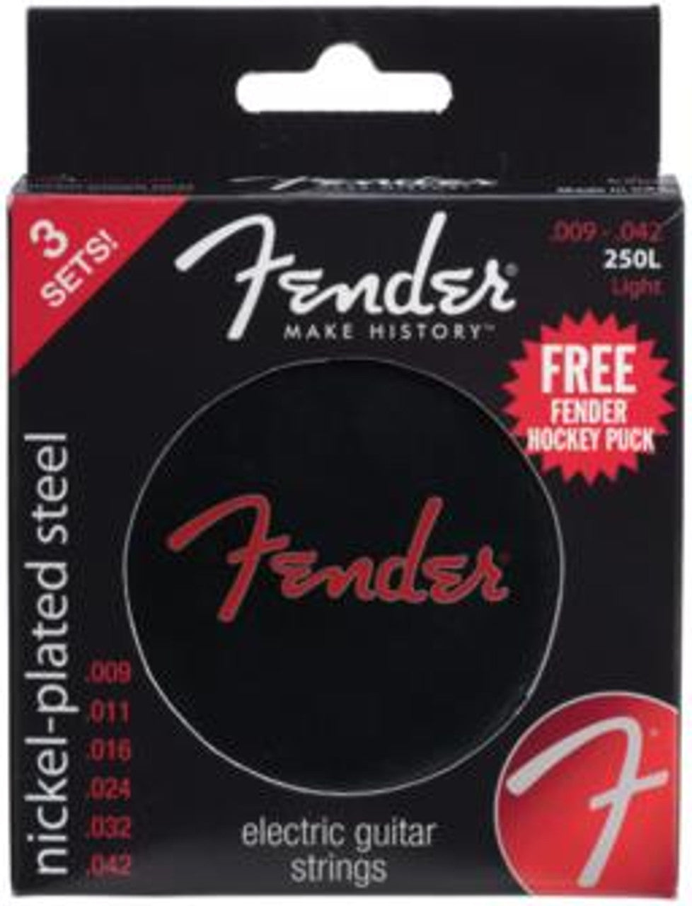 Fender Electric Guitar Strings 250L w/hockey  puck