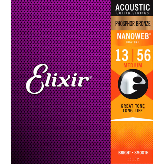 Elixir Acoustic Guitar Strings Nanoweb (Medium) 13/56