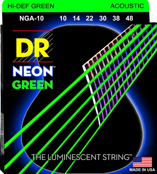DR Neon Green Acoustic Guitar Strings 10-48