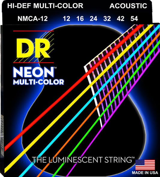 DR Neon Multi-Color Acoustic Guitar Strings 12-54