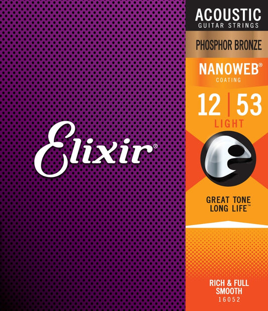 Elixir Acoustic Guitar Strings ultra Light NANOWEB 12/53    115052