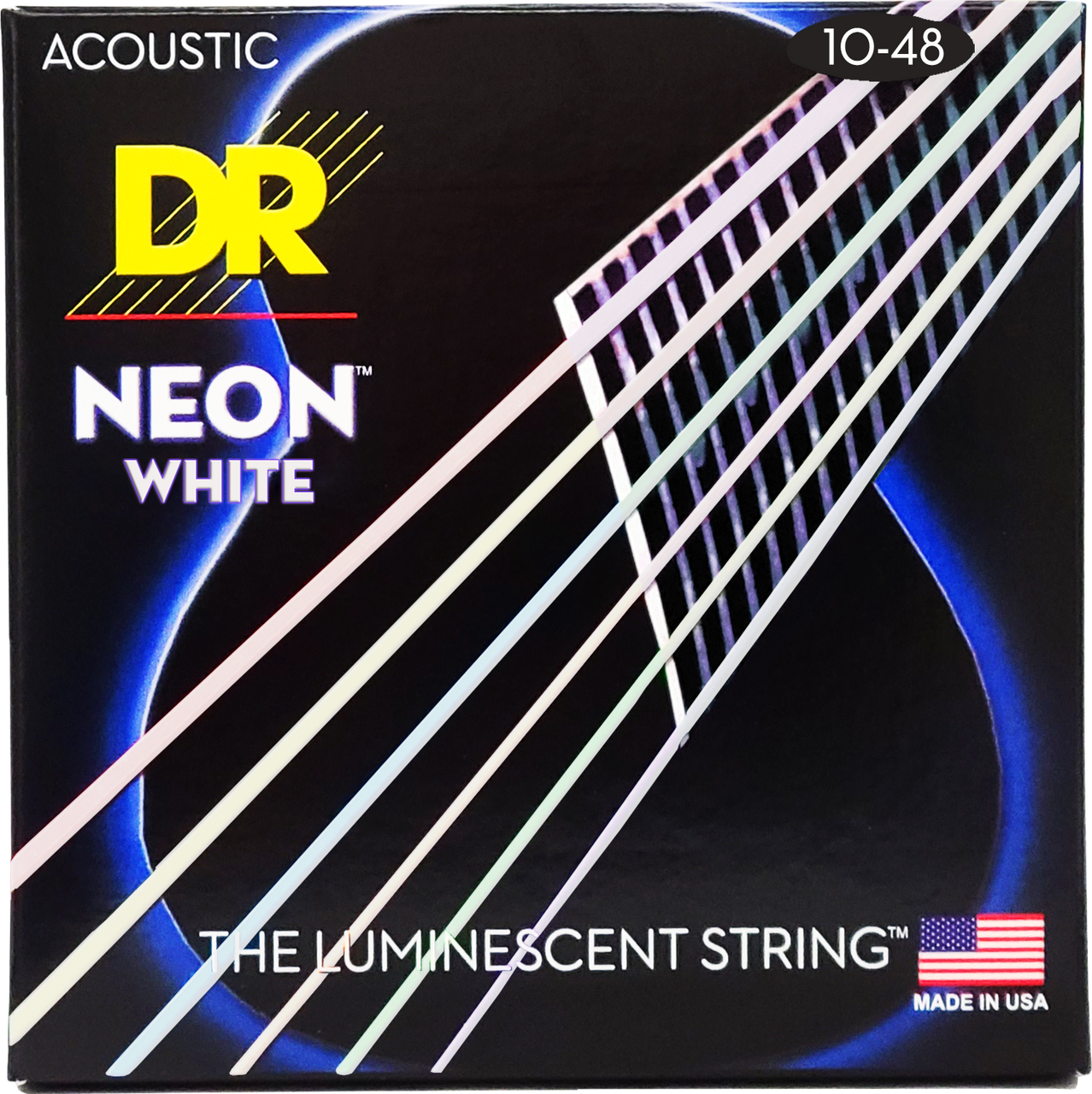 DR Neon White Acoustic Guitar Strings 10-48