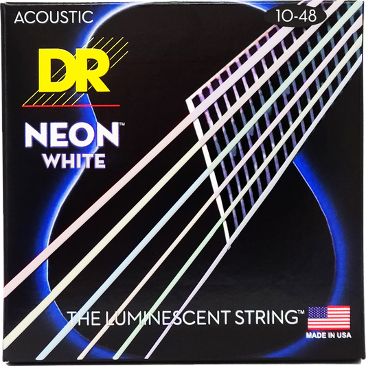 DR Neon White Acoustic Guitar Strings 10-48