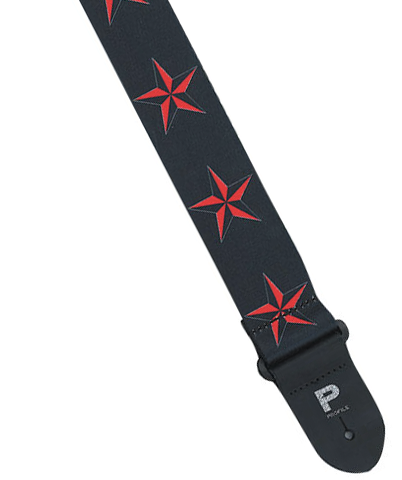Red Star Polyester Guitar Strap 2"