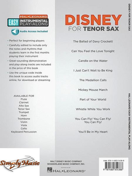 Disney for Tenor Sax 10 Classic Songs